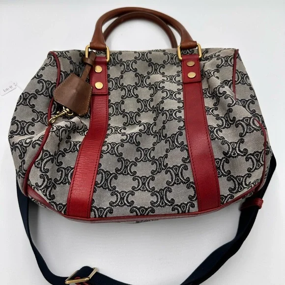 CELINE Handbag Mini Boston Bag Triomphe Canvas and Leather - Picture 2 of 14